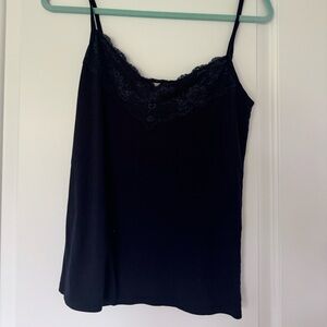 Navy Lace Trim Cami Top